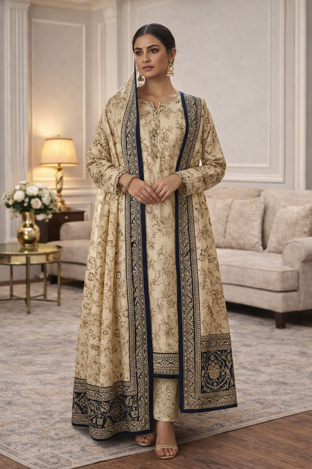 Swiss Lawn Unstitched 3 Piece Suit - A1406