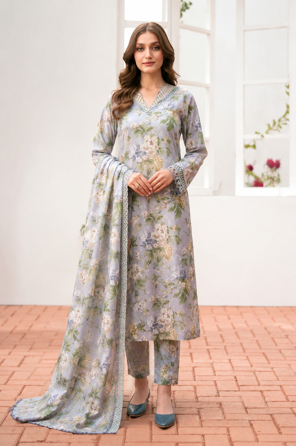 Unstitched Breeze Lawn Suit, All Over Stylish Printed Summer Wear Collection – Random Article Ref VG-97