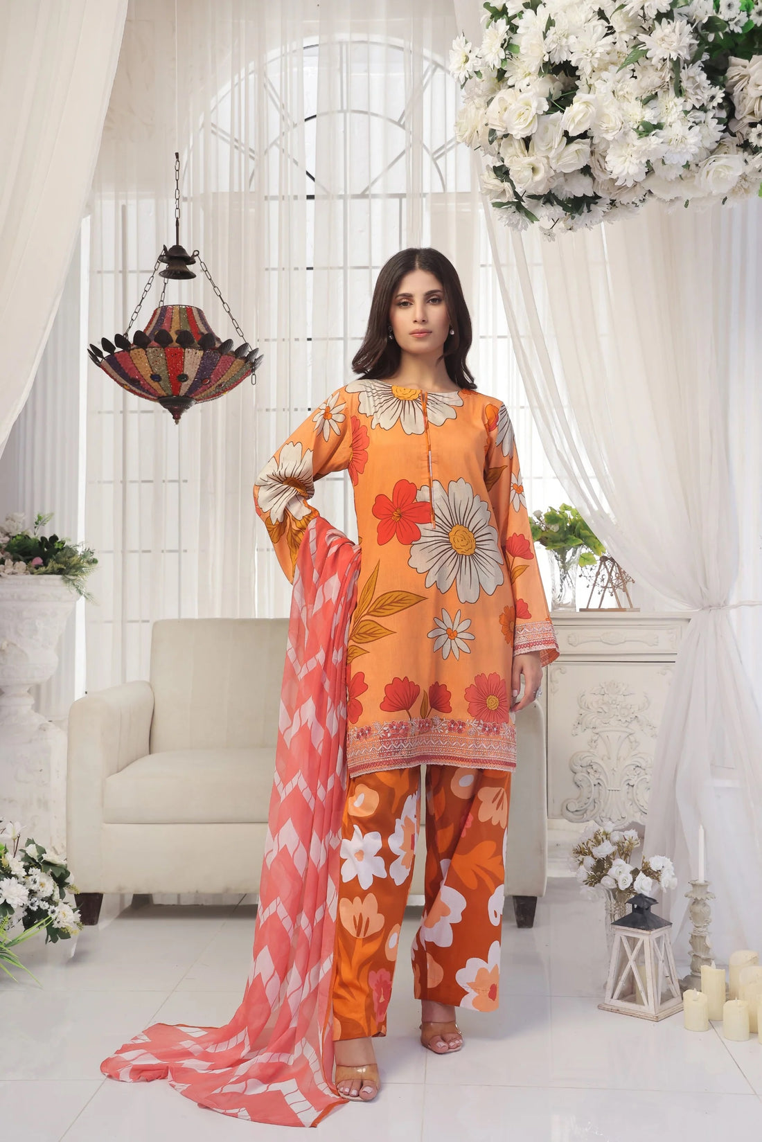 Three Piece Unstitched Breeze Lawn Suit for Women All Over Stylish Printed Breeze Lawn Fabric Summer Wear Collection – Random Article Ref VG-9079C – Premium Quality Design with Flowing  Breeze Lawn Dupatta and Matching Trouser