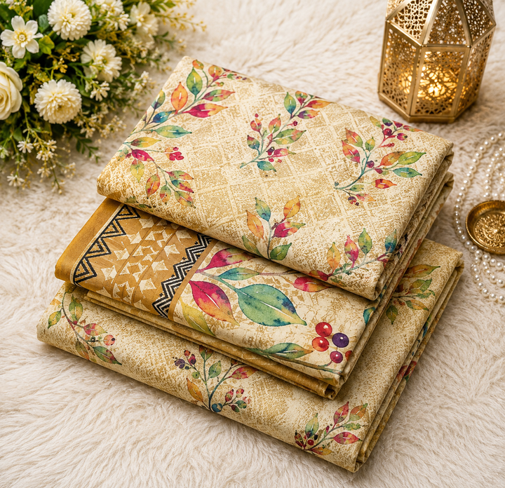 Silk Lawn Unstitched 3 Piece Suit - All Over Design - Random Articles B-514 - Summer Wear Collection