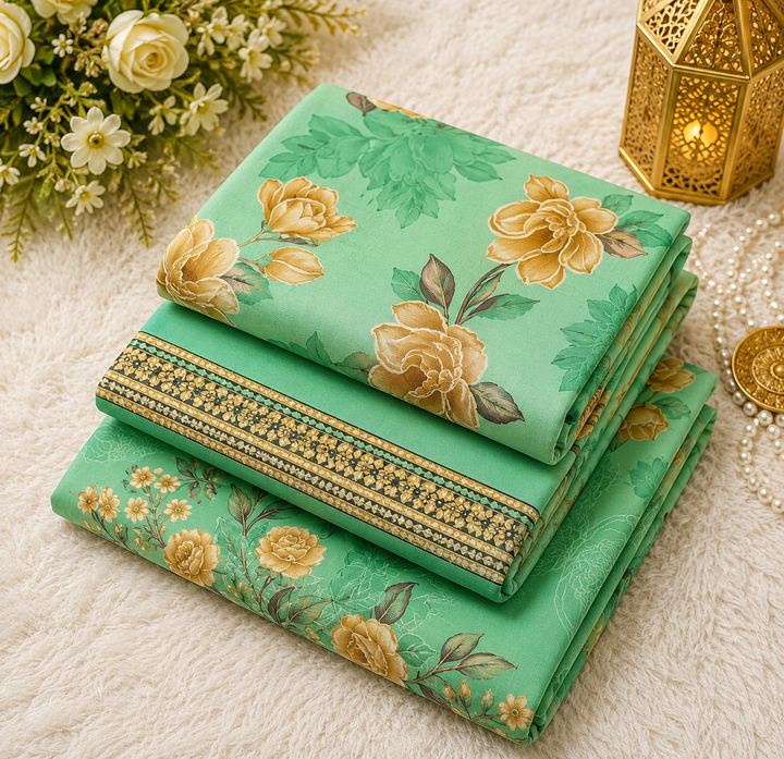 Silk Lawn Unstitched 3 Piece Suit - All Over Design - Random Articles B-516 - Summer Wear Collection