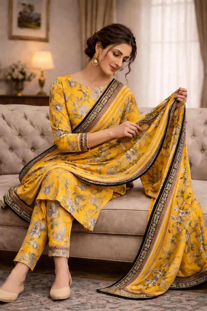 Swiss Lawn Unstitched 3 Piece Suit - A1509