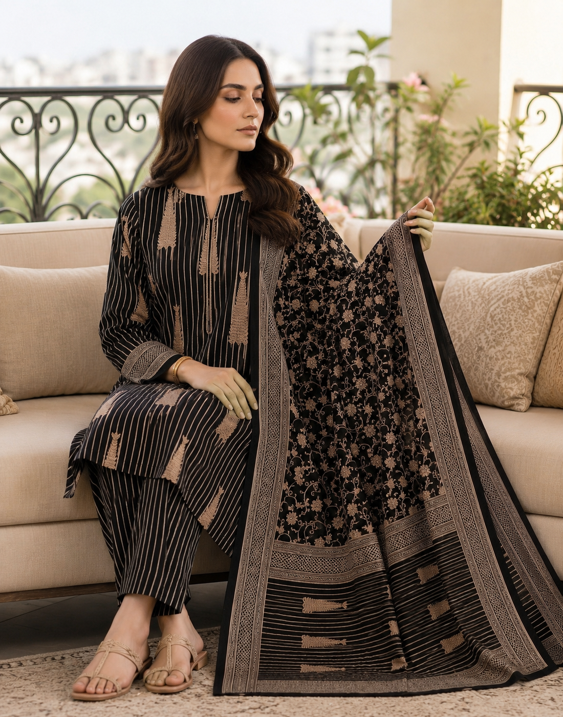 Swiss Lawn Unstitched 3 Piece Suit - A1611