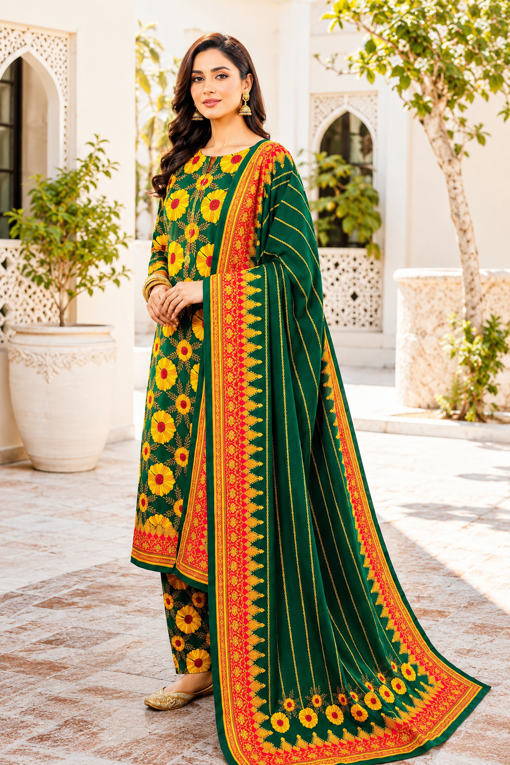 Swiss Lawn Unstitched 3 Piece Suit - A1612