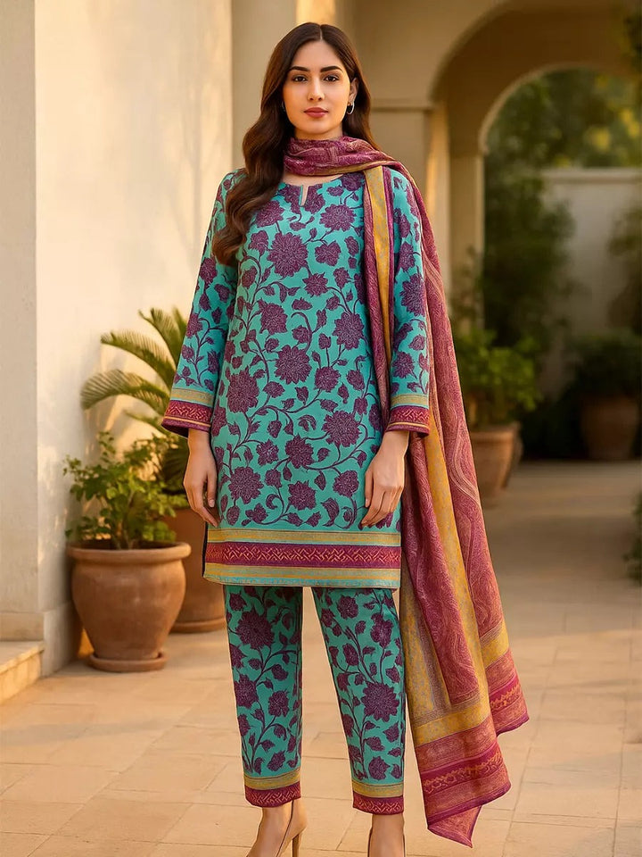 Three Piece Unstitched Breeze Lawn Suit for Women All Over Stylish Printed Breeze Lawn Fabric Summer Wear Collection – Random Article Ref VG-9013C – Premium Quality Design with Flowing  Breeze Lawn Dupatta and Matching Trouser